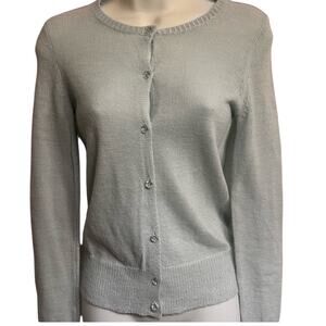 JCrew Extra Fine Alpaca/Wool Blend | XS | Pastel Aqua Cardigan, Glass Buttons